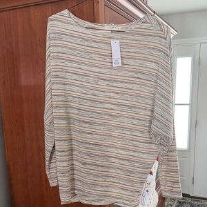 Hello MIZ Maternity Beige Striped Long Sleeve Top